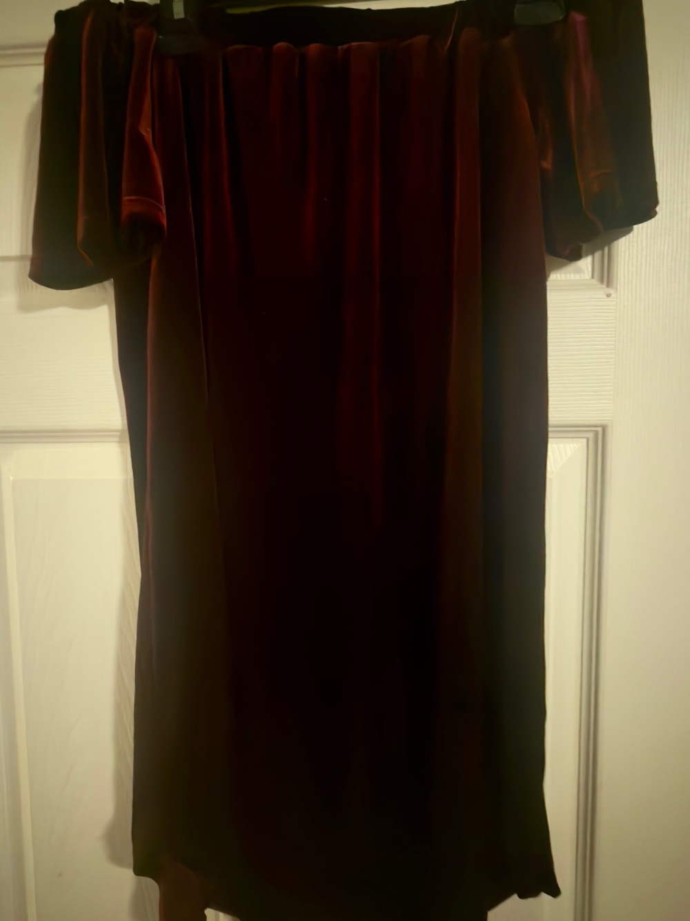 Off-Shoulder Velvet Mini Dress in Deep Burgundy
